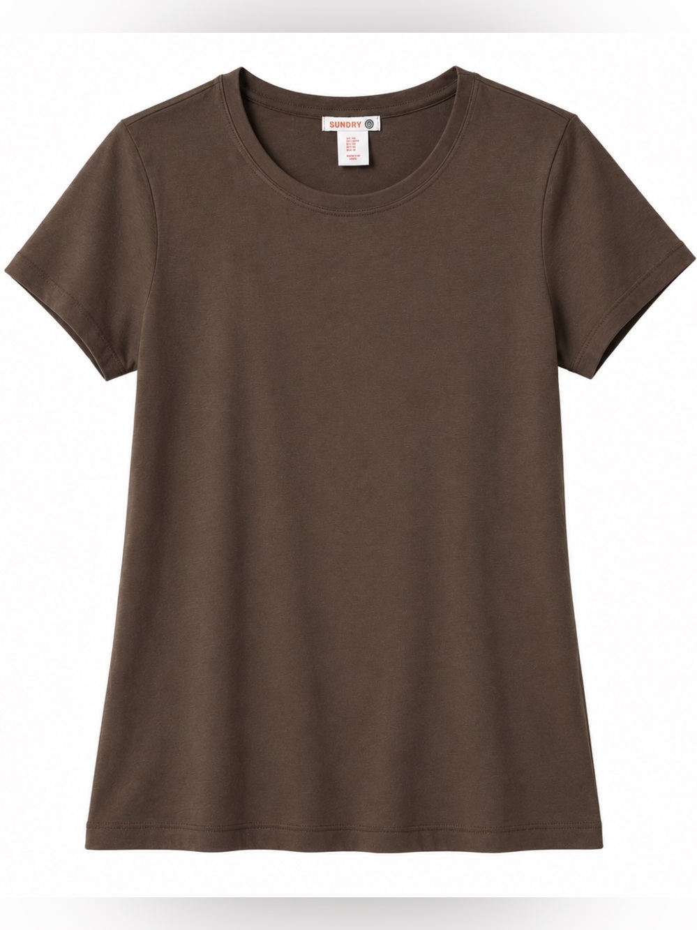 Sundry Pima Cotton Modal Tee Medium Brown Luxury Basic Soft Stretch Made in Peru